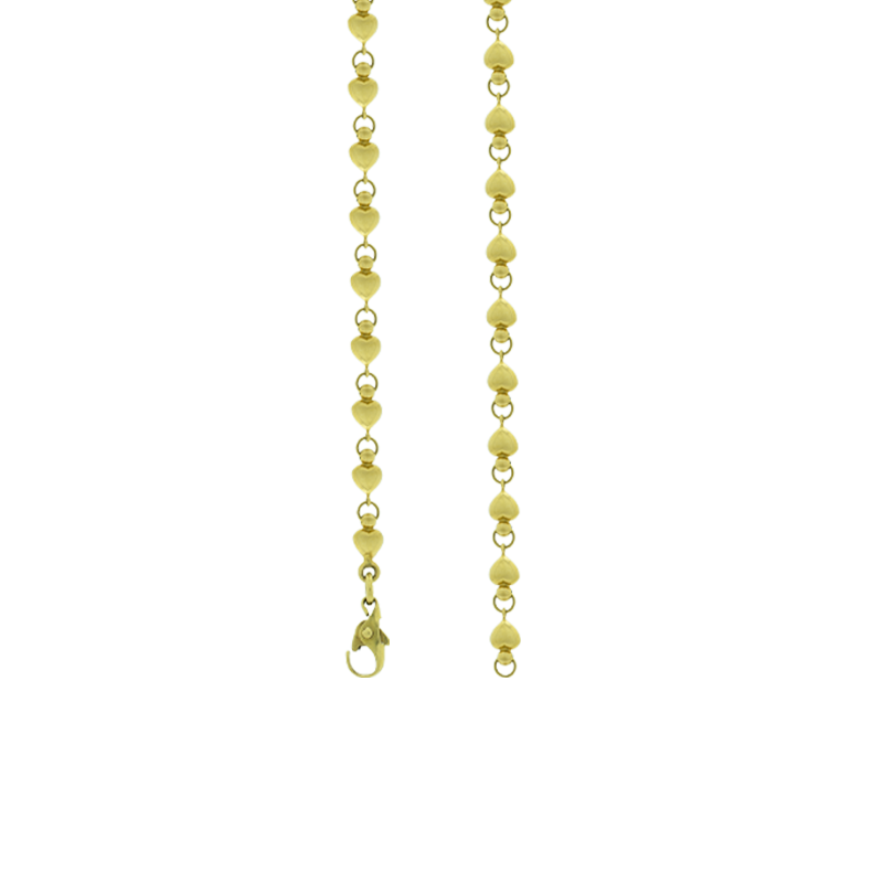 PULSERA CON CORAZONES- 18 KTS.