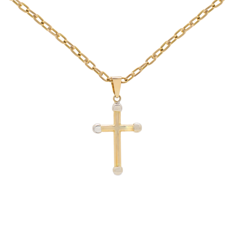 CADENA FORCET CON DIJE CRUZ COMBINADA- 18 KTS.