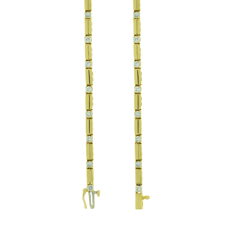 PULSERA ANCHA ITALIANA CON BRILLANTES- 18 KTS.