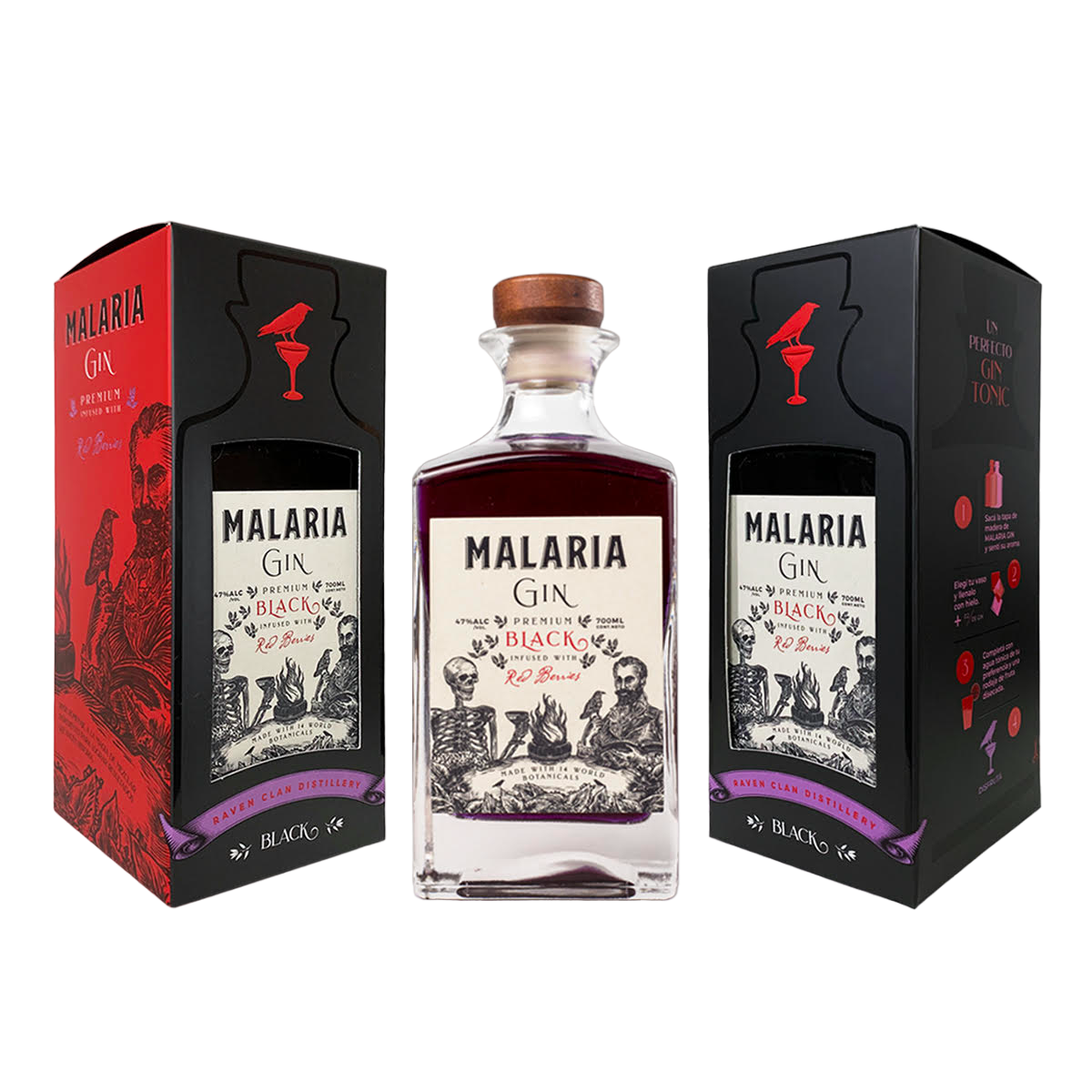 Malaria Gin Black con Estuche - 700 ml
