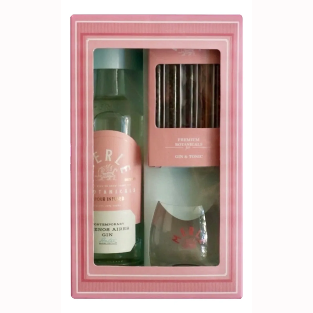 Gift Box Merle: 1 Merle London Dry Gin+1 Caja de Botánicos +1 Vaso Merle