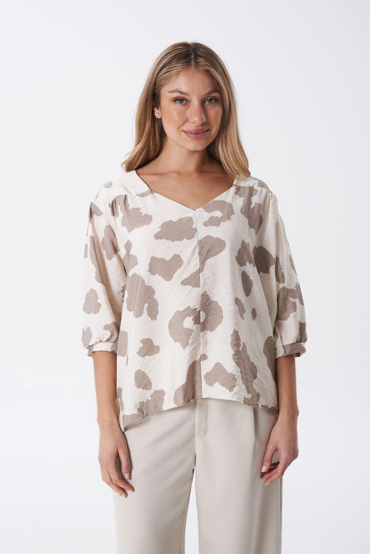 Blusa Dandy.Emilia estampada manga 3/4 c/cuello en V Art.3059