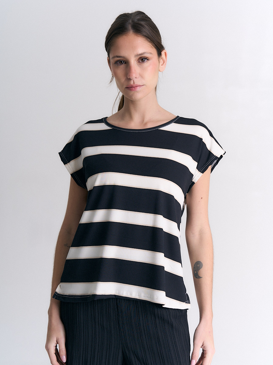 Remera Fawn.Morley rayado cuello redondo Art.3002