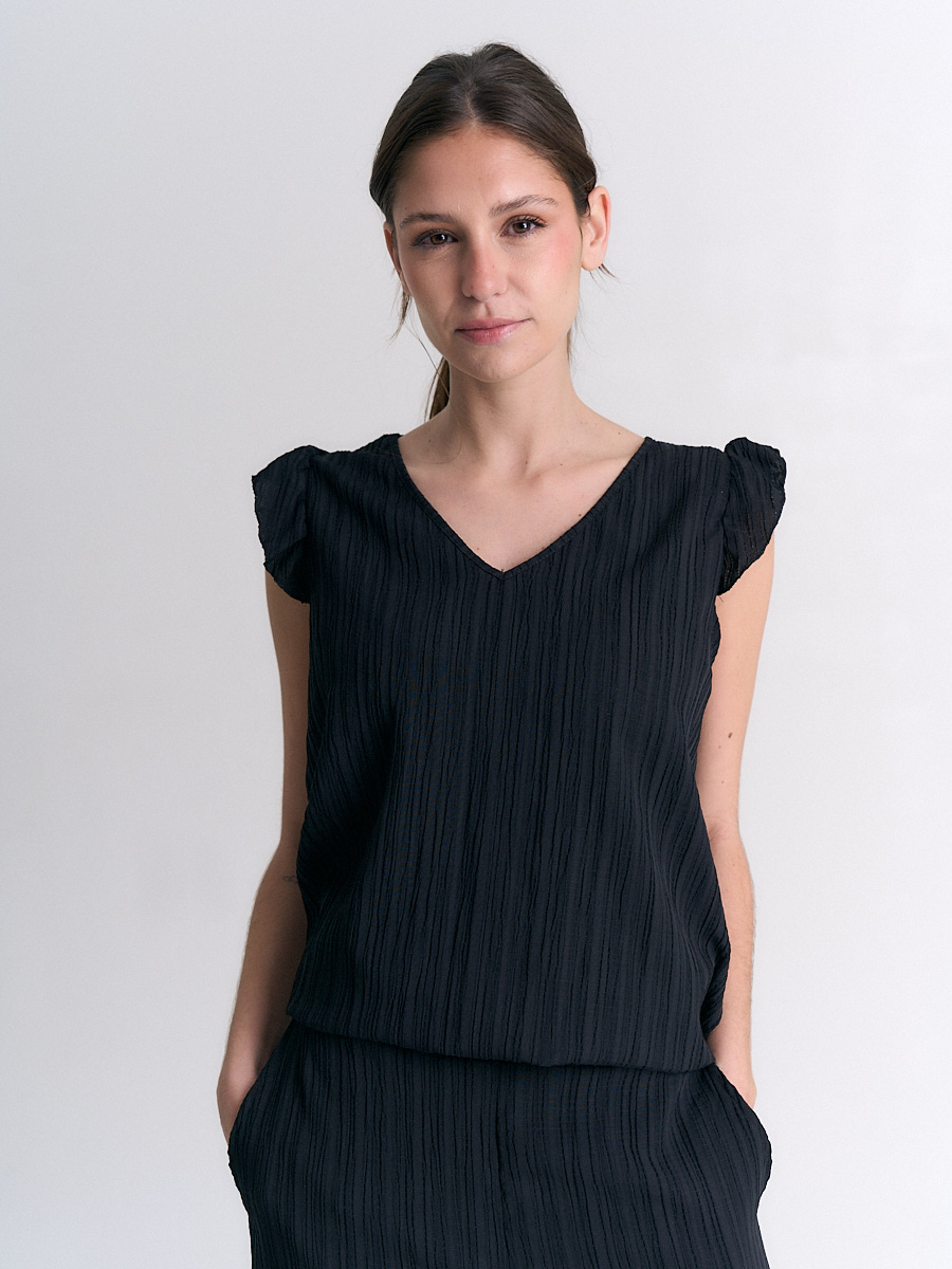 Blusa Coco. Coperni c/ manga volada y cuello en V. Art 3037