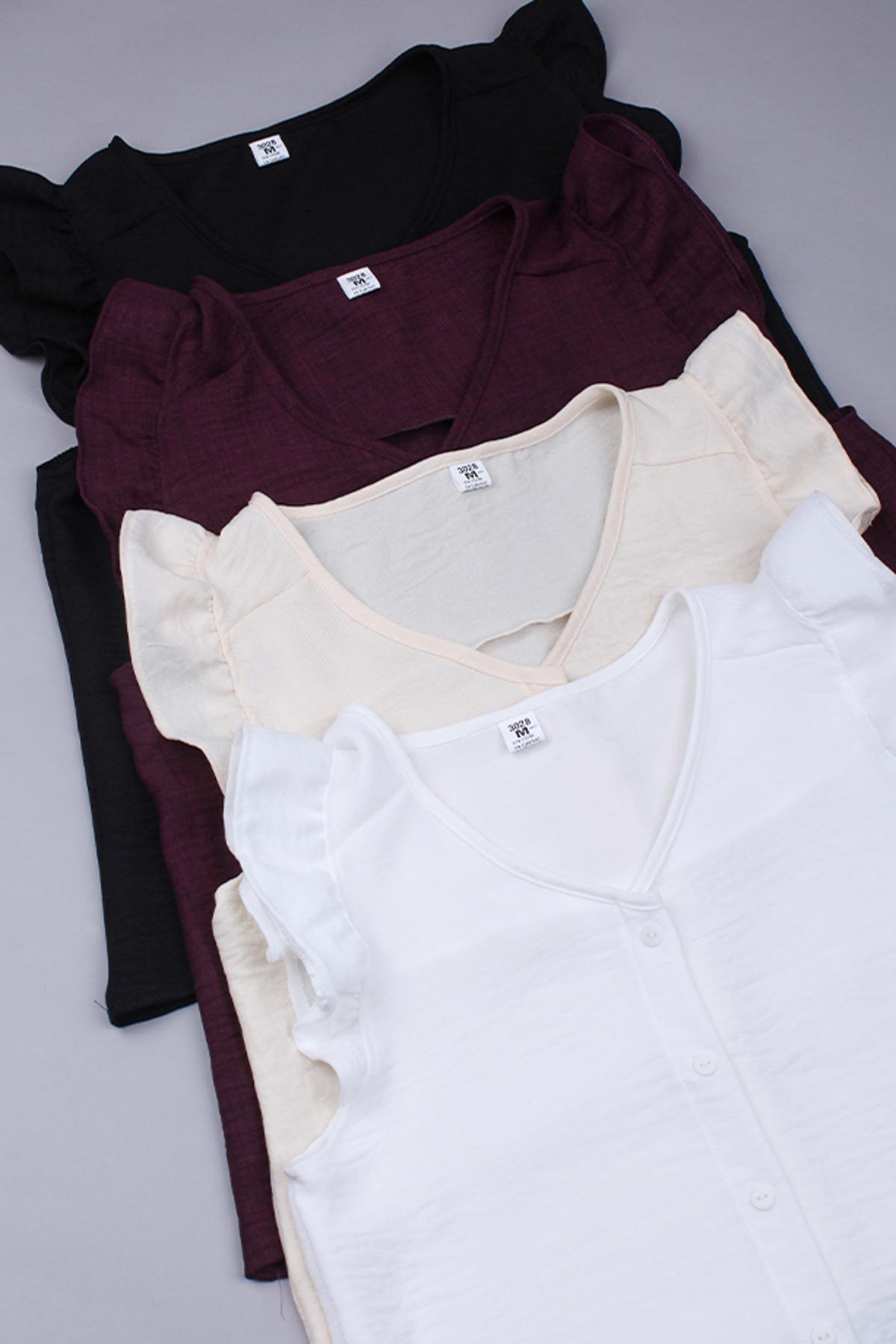 Blusa Lia.Cey lino manga corta c/ botones. Art.3028