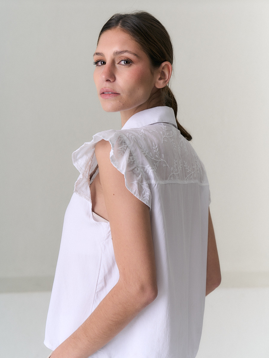 Camisa Clara.Poplin y Broderie Art.3010