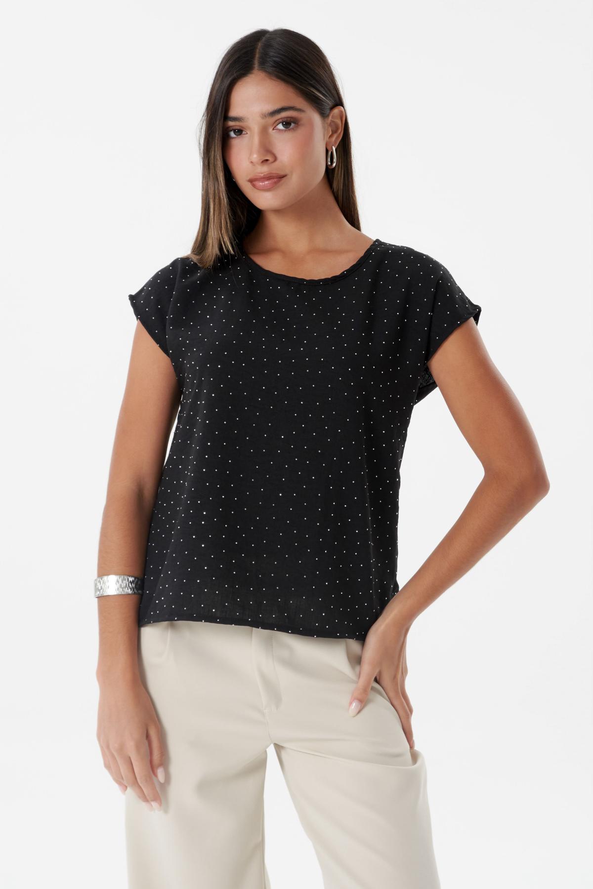 Blusa Mina.Lino stras c/tajo Art.3091