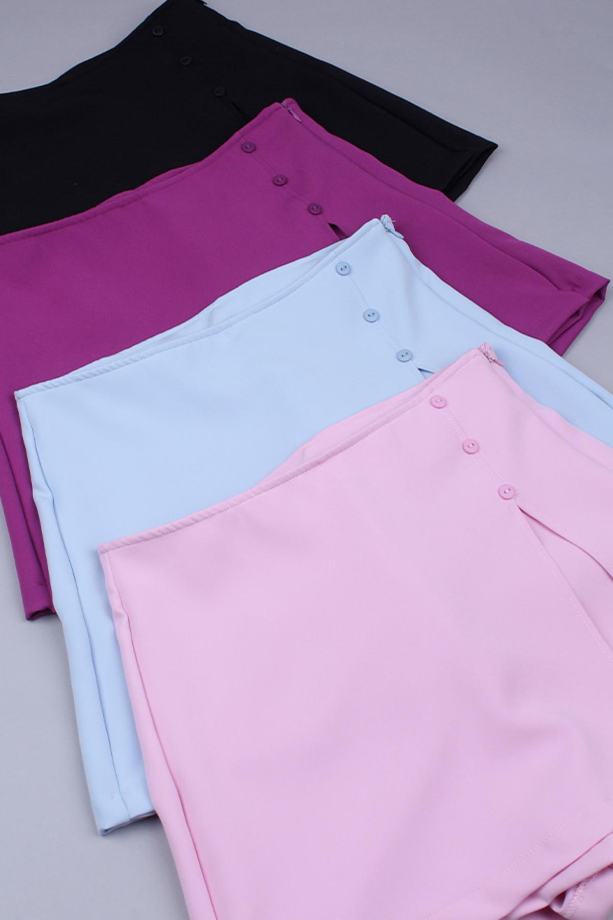 Short pollera Dessa.Sastrero liso c/ cierre y botones Art.3004