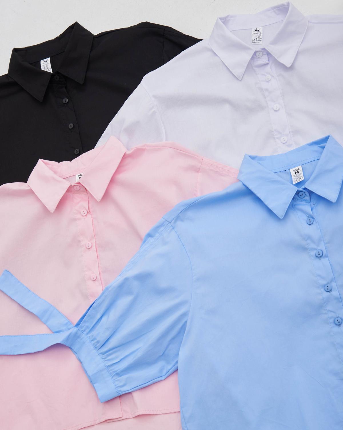 Camisa Selena.Cotton poplin manga 3/4 c/moño Art.3042