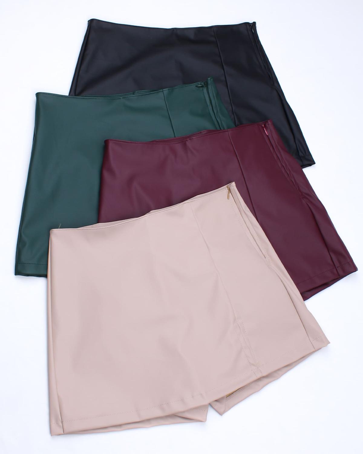 Short pollera Akua.Cuerina c/tajo y cierre inv. Art.2904