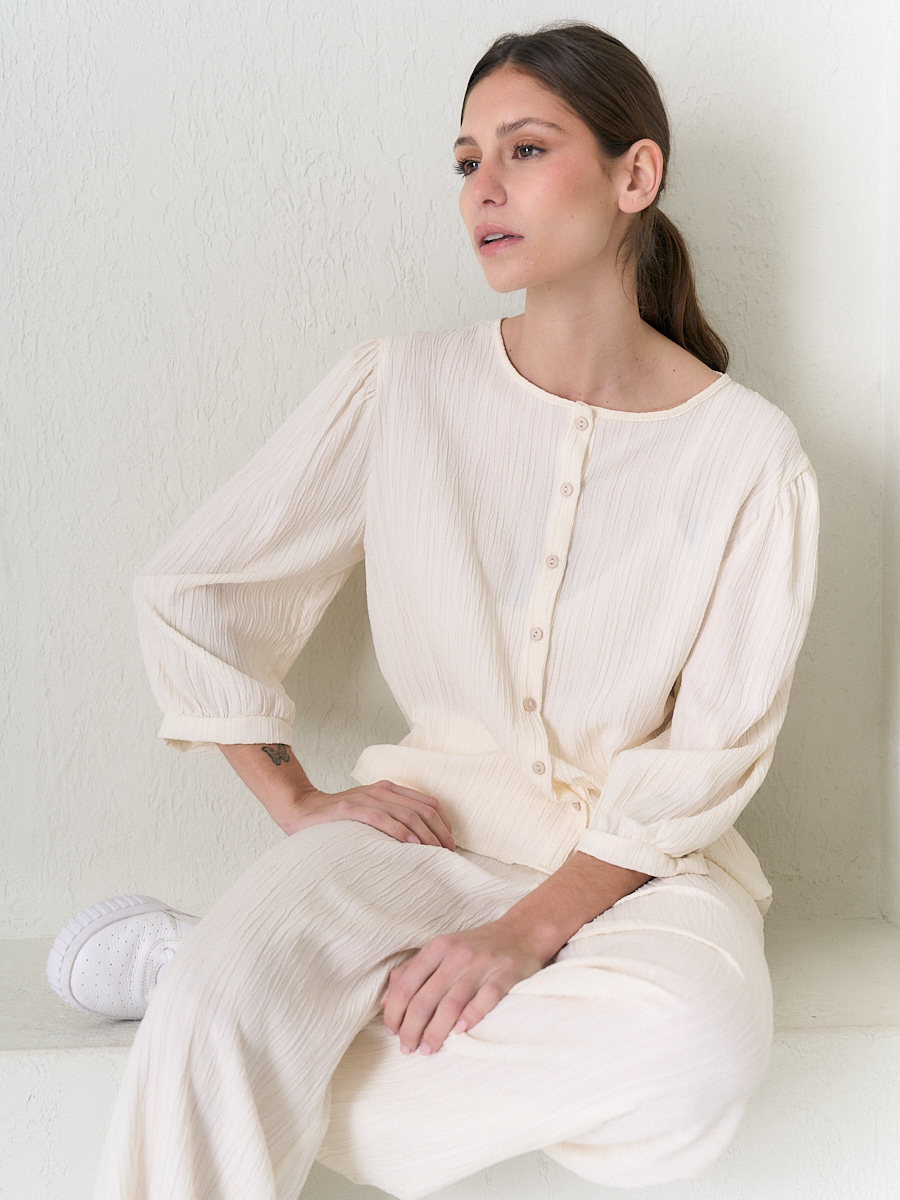 Camisa Hone.Coperni sin cuello manga 3/4 Art.3035