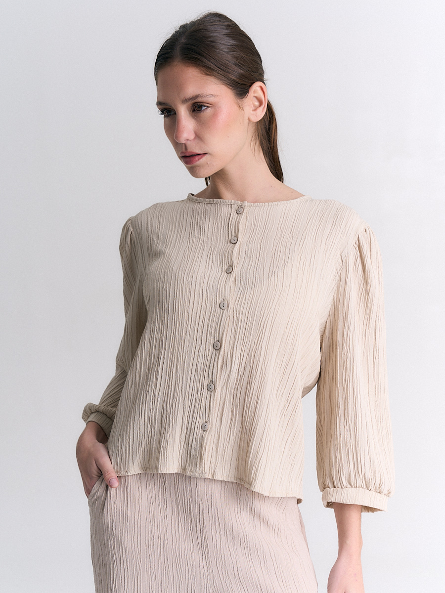 Camisa Hone.Coperni sin cuello manga 3/4 Art.3035