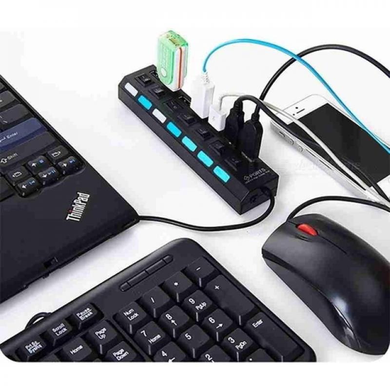 Hub Usb Multiplicador 7 Puertos Usb 2.0 Con Switch On Off
