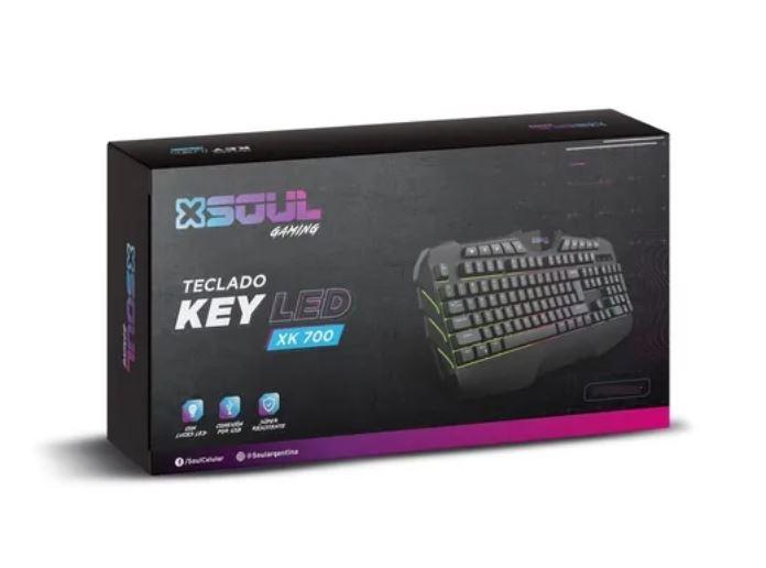 Teclado Gamer Soul Xk700 Qwerty Color Negro Con Luz Rgb