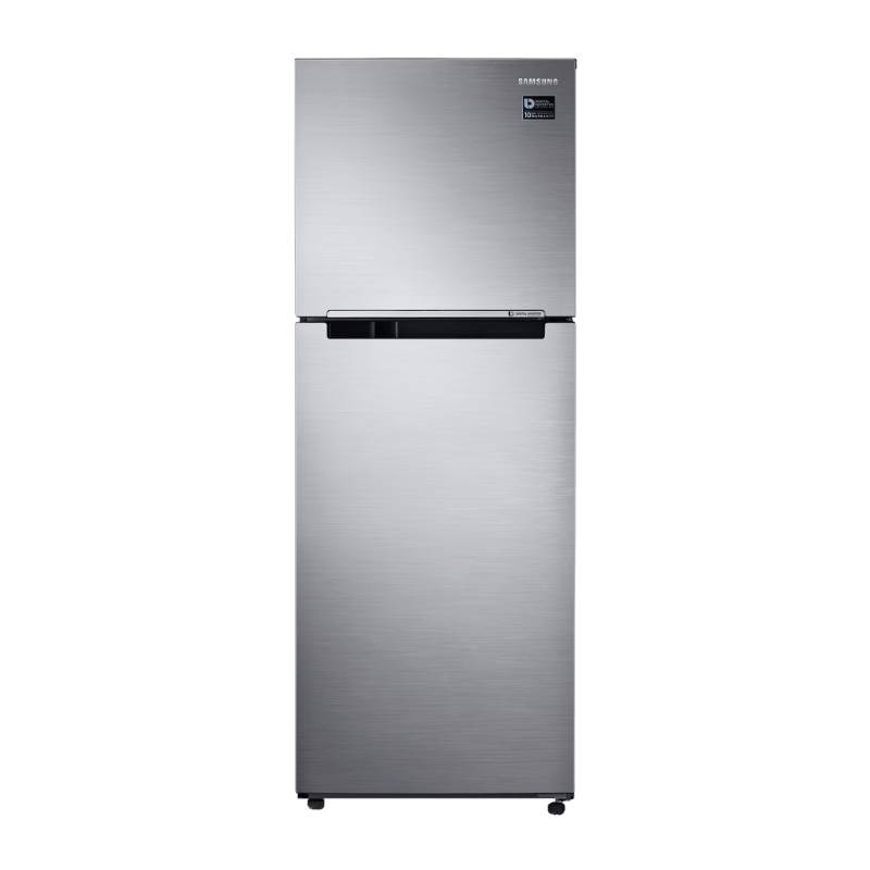 Heladera Samsung Freezer Superior  299L color plateado vista frontal