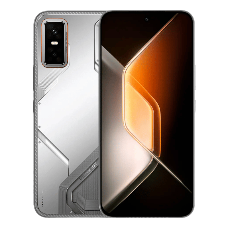 Infinix GT 30 Pro color blade white, vista frontal y posterior