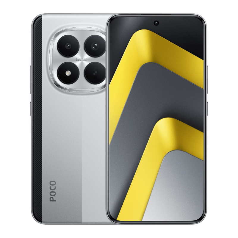 Xiaomi Poco M8 Pro 5G vista frontal y posterior color gris