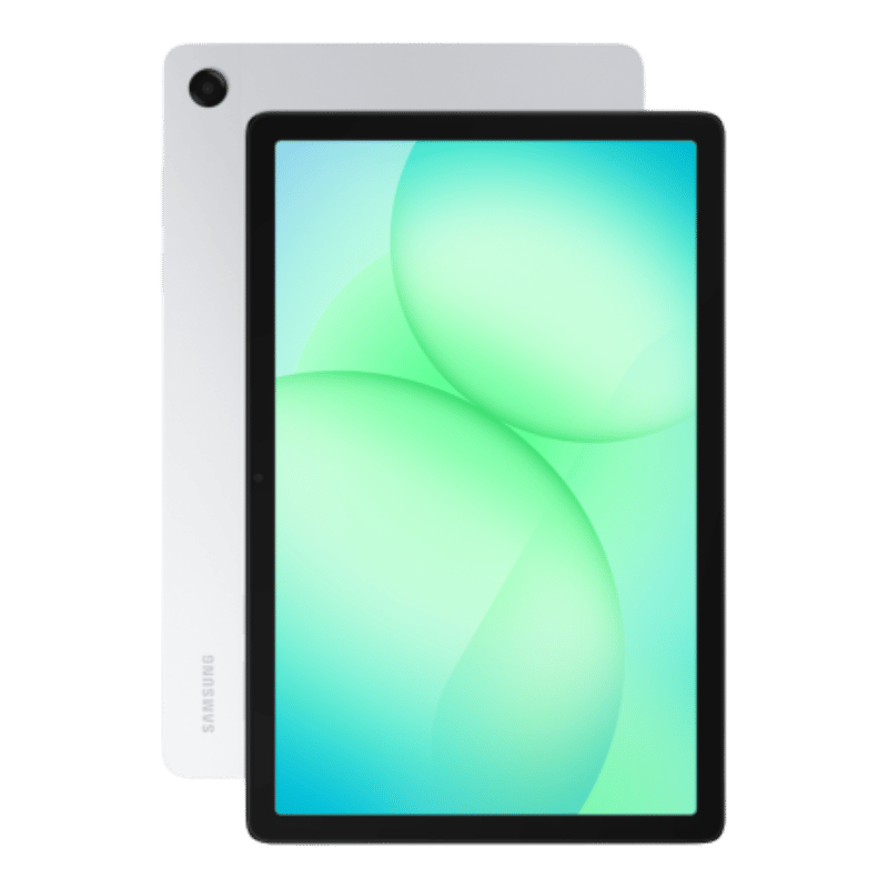 Tablet Samsung Galaxy Tab A11 PLUS SM-X230 color plateado, vista frontal y posterior
