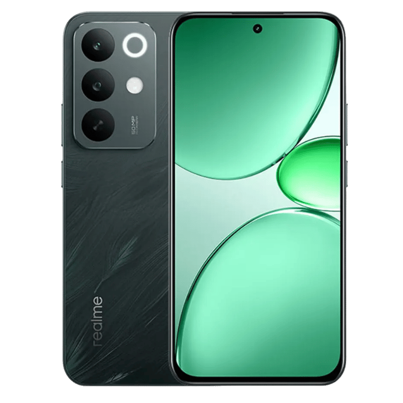Realme C85 Pro color verde vista frontal y posterior