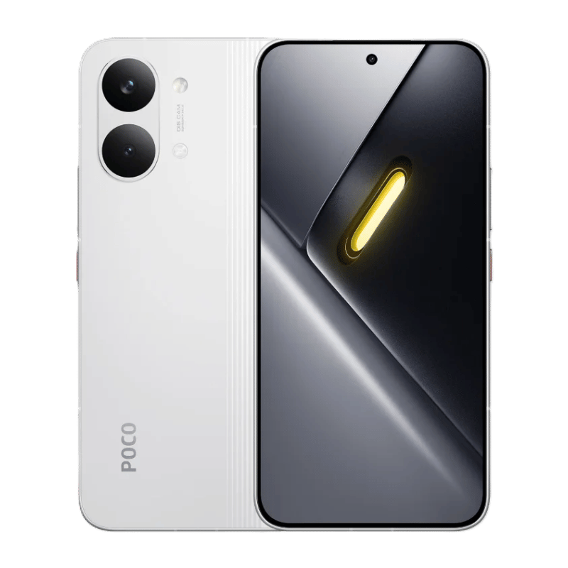 Xiaomi Poco X8 Pro Max 5G color blanco vista frontal y posterior