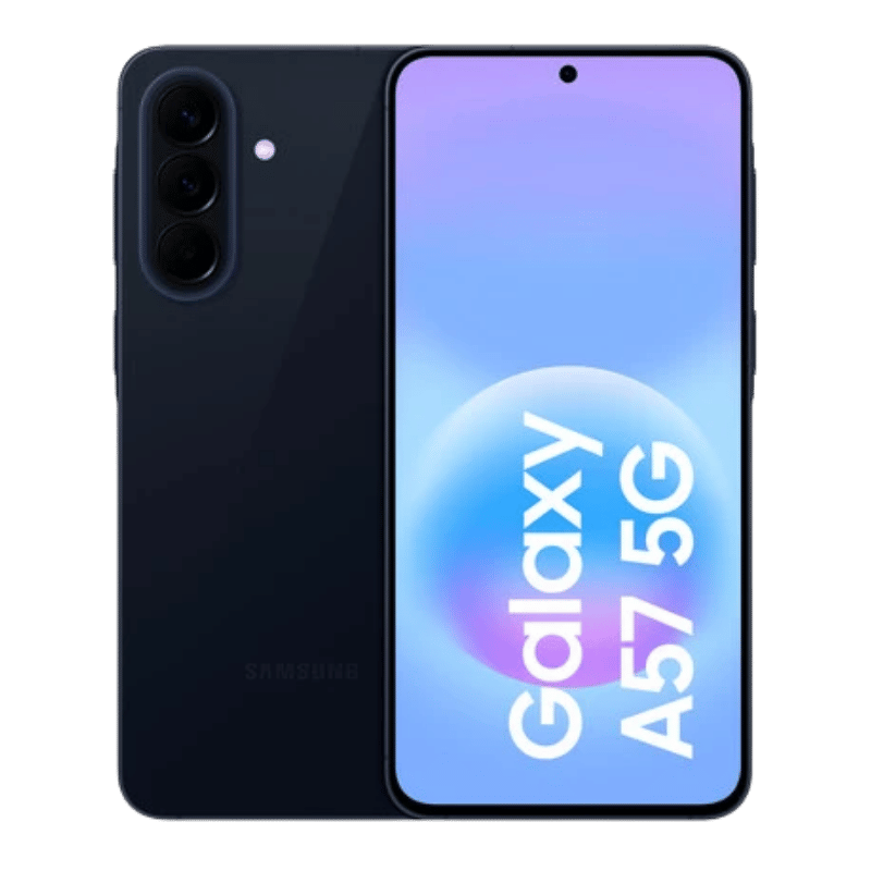 Samsung Galaxy A57 5G color negro vistra frontal y posterior