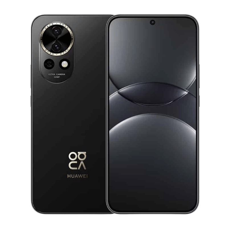 Huawei Nova 13 color negro, vista frontal y posterior