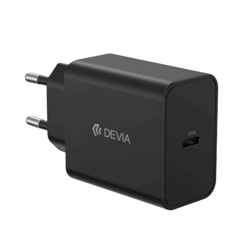 CARGADOR Devia Rocket 45W PD GaN USB-C con cable C-C carga rápida (enchufe EU)