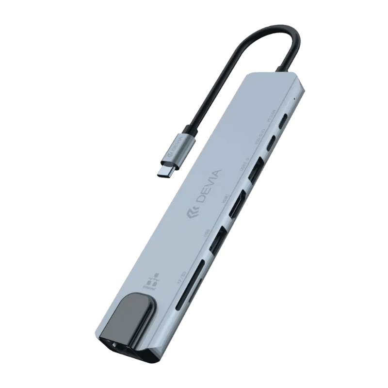 HUB Devia Pro1 USB-C 8 en 1 HDMI 4K + USB + PD + lector