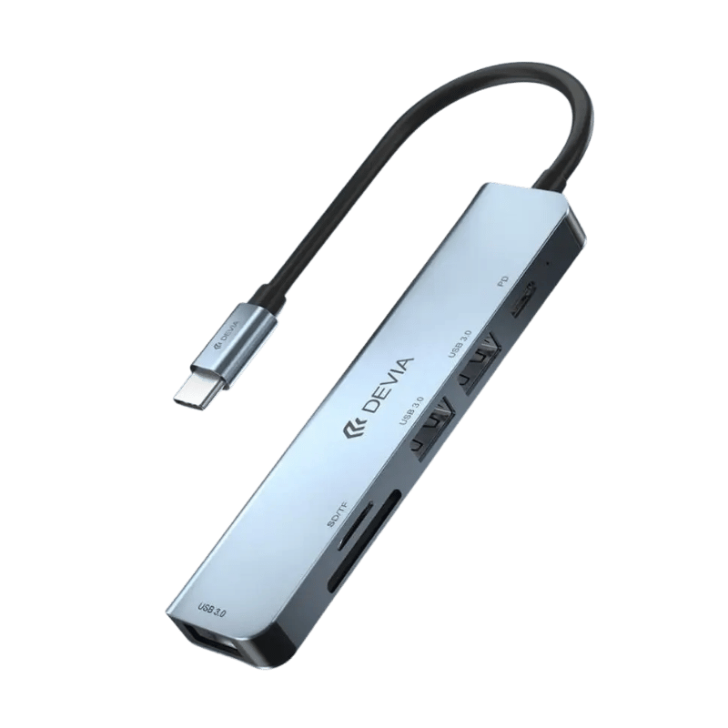 Devia HUB Tipo-C a USB 3.0 * 3 + PD + CARDEADER 5 en 1