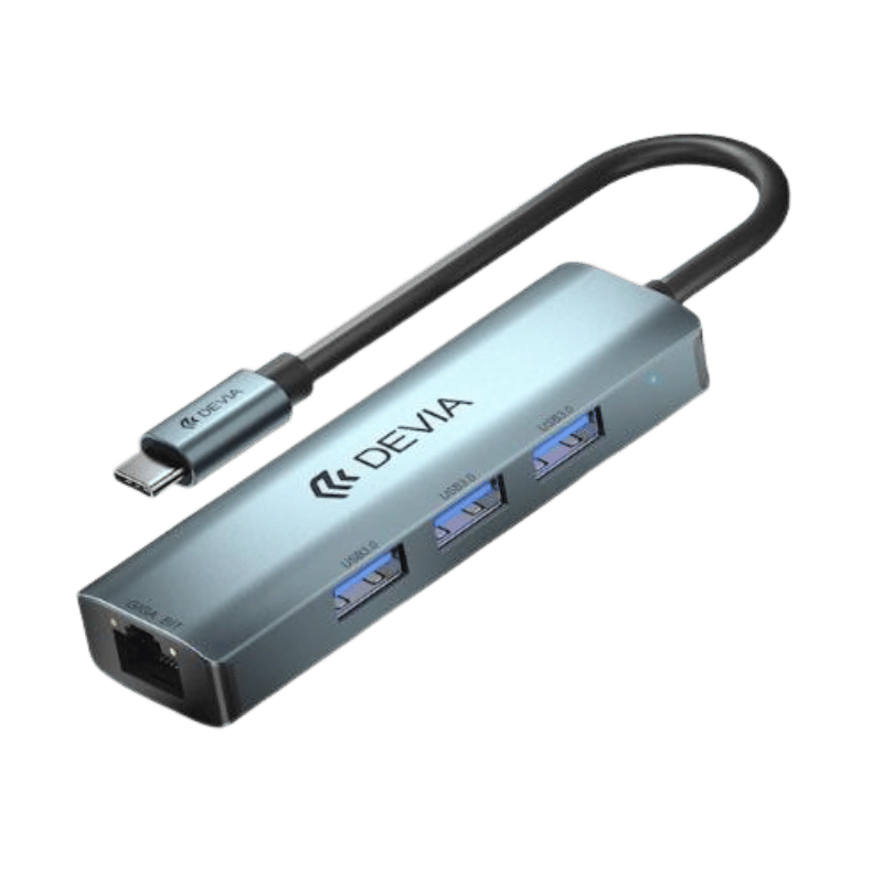 HUB Devia Leopard USB-C con Ethernet RJ45 + 3 USB 3.0