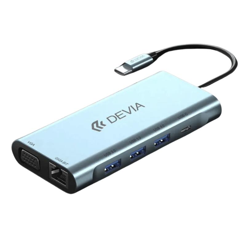 devia leopard hub usb-c 11 en 1 docking station gris