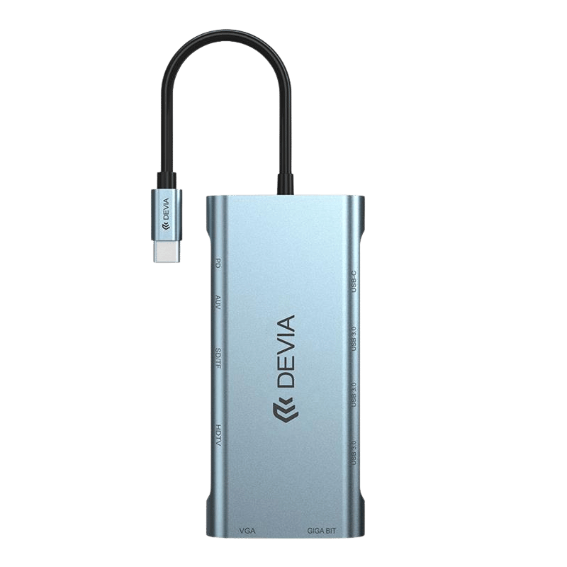 devia leopard hub usb-c 11 en 1 docking station gris