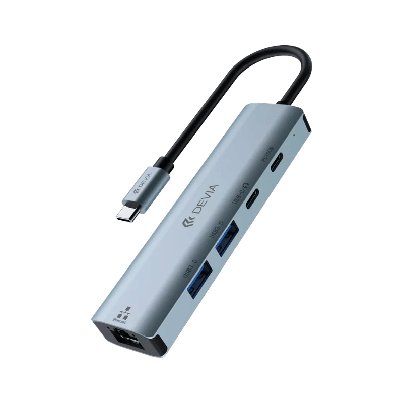 ADAPTADOR DEVIA LEOPARD SERIES TYPE-C TO USB*2+C+PD 100W 4 IN 1