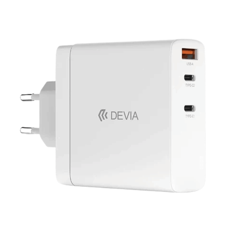 CARGADOR Devia Extreme Speed 140W GaN 2 USB-C + USB-A PD para notebook – (enchufe EU)