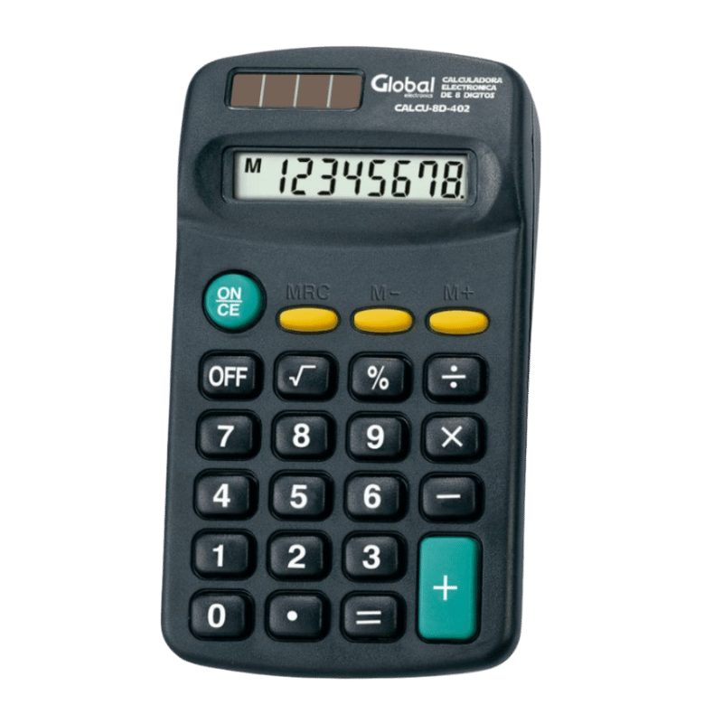Calculadora de bolsillo GLOBAL de 8 digitos negra 402