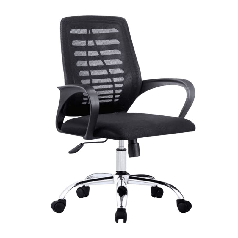 SILLA Escritorio GLOBAL ergonómica negra base cromada con ruedas regulable TF101