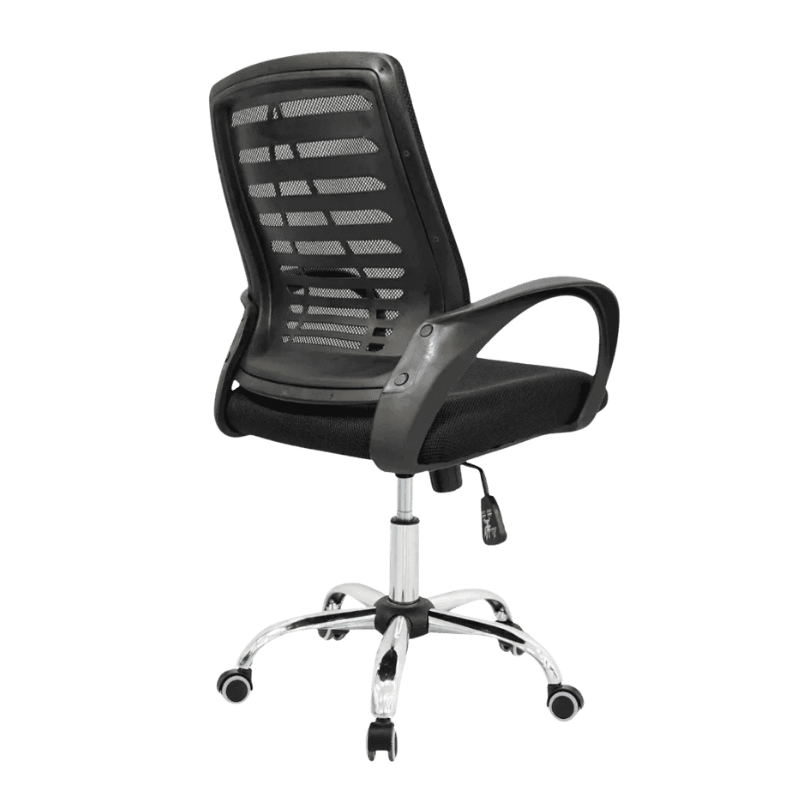 SILLA Escritorio GLOBAL ergonómica negra base cromada con ruedas regulable TF101