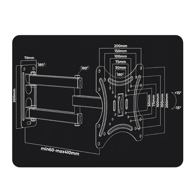 Soporte TV GLOBAL brazo móvil 14" a 42" VESA 200x200 hasta 30kg