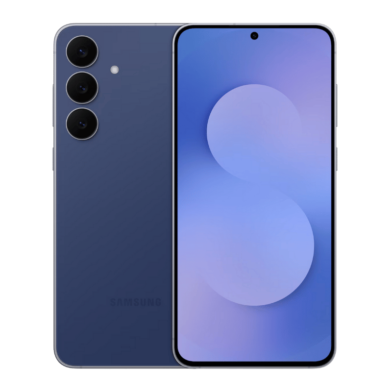 Samsung Galaxy S25 FE vista frontal y posterior color azul
