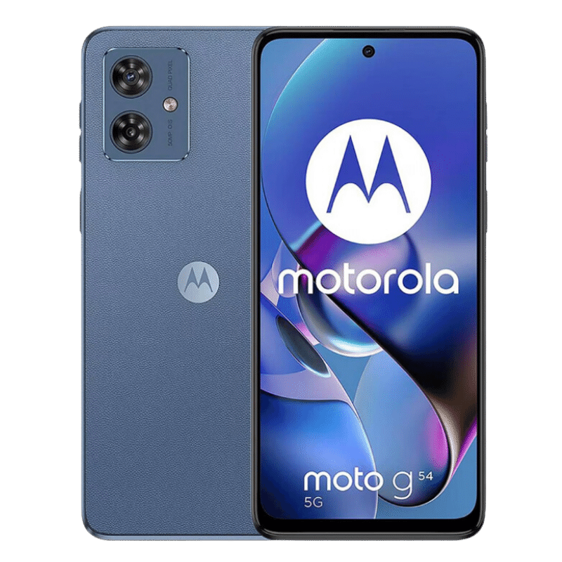 Smartphone Motorola Moto G54 posterior azul frontal