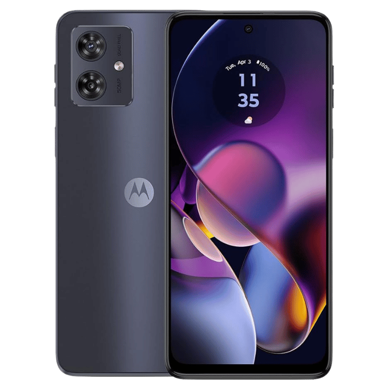 Smartphone Motorola Moto G54 posterior Negro frontal Pantalla tamaño 6,5