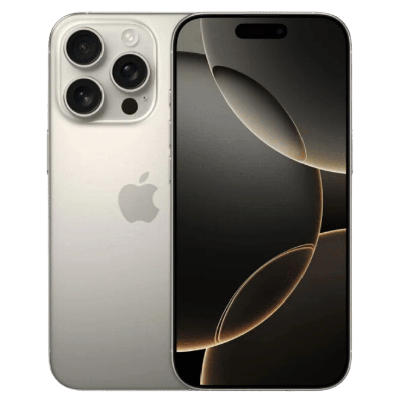 Smartphone Iphone 16 Pro posterior Natural Titanio Frontal