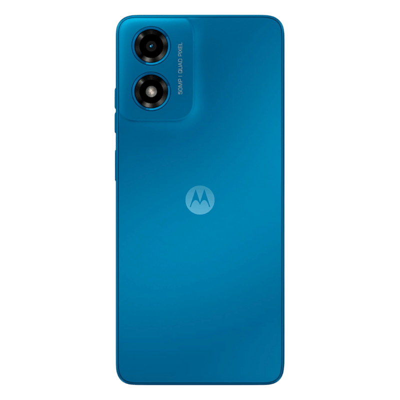 Vista trasera del Motorola Moto G04s con cámara de 50MP, diseño delgado de 8 mm y elegante