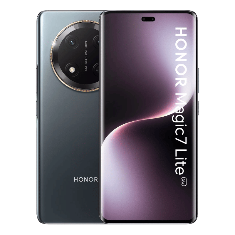 Honor Magic 7 5G vista frontal y posterior color negro