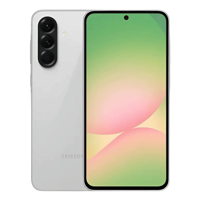 Smartphone Samsung Galaxy A56 5G color blanco con descuento  frontal Pantalla tamaño 6.7 pulgadas