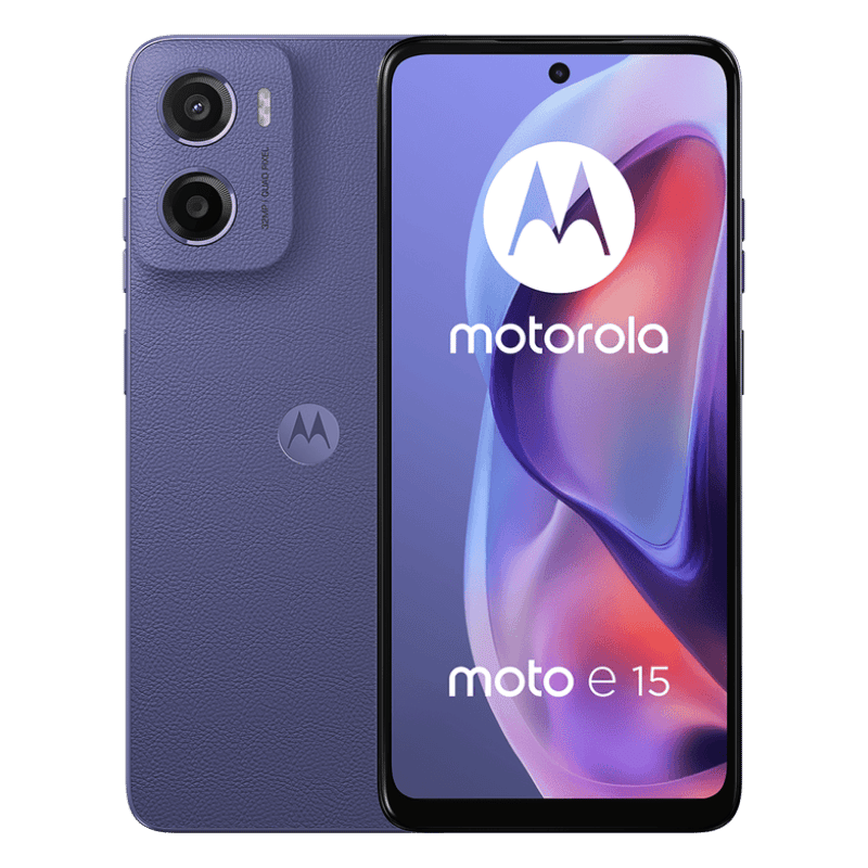 Smartphone Motorola Moto E15 Posterior Purpura color con descuento en efectivo 