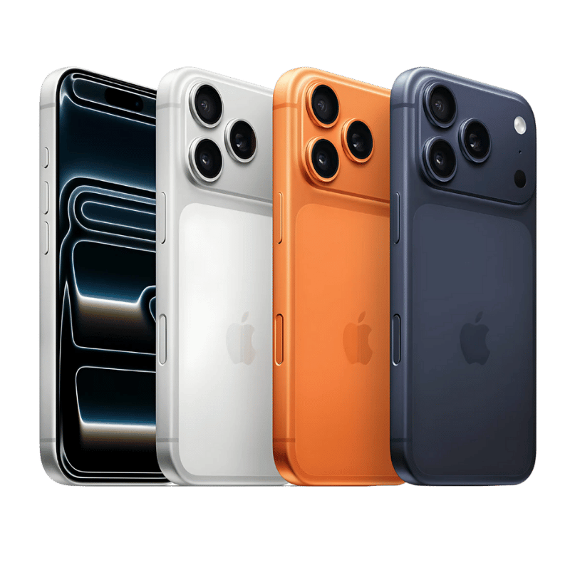 Apple iPhone 17 Pro varios colores vista posterior y frontal