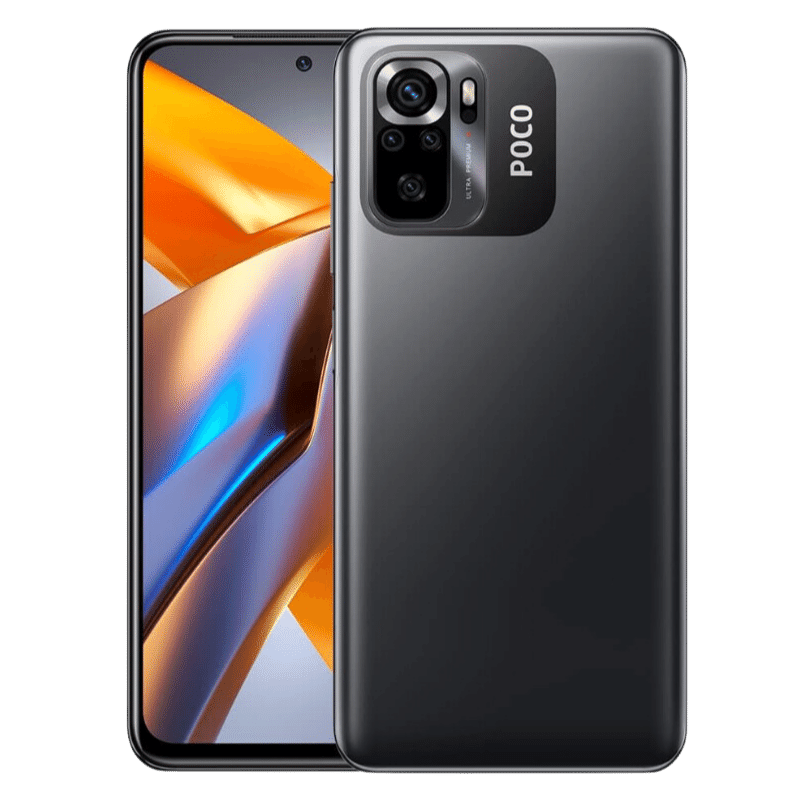 Vista trasera del Xiaomi Poco M5s, con cámara cuádruple de 64MP y diseño efectivo. Disponible con delivery y cuotas sin interés