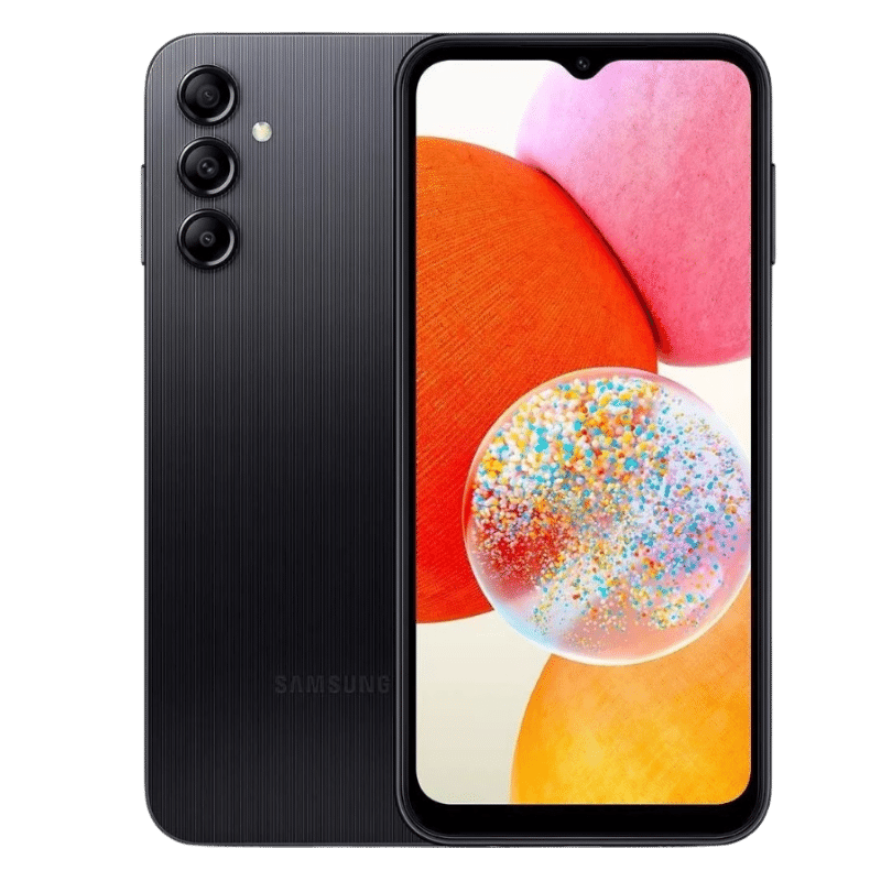 Smartphone Samsung Galaxy A14 Posterior Negro Frontal Pantalla tamaño 6,6