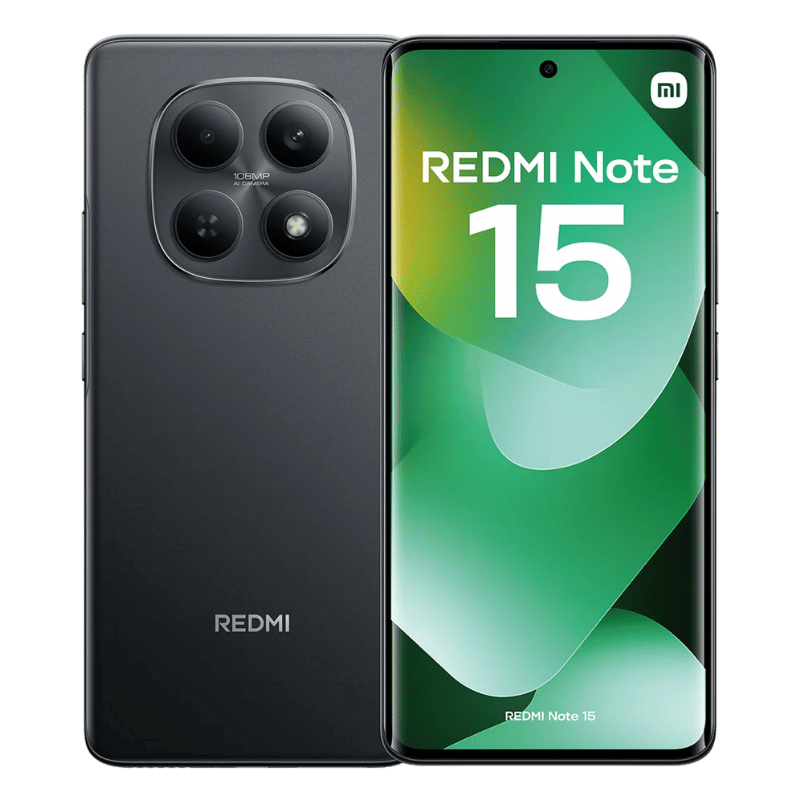 Xiaomi Redmi Note 15 vista frontal y posterior color negro